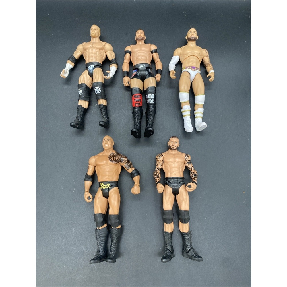 WWE Figure Lot The Rock- Triple H- Orton- Dijakovic-Spears